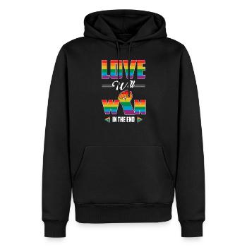 L'amour gagne à la fin T-shirt Gay Pride LGBT Ally - Sweat à capuche Premium bio Homme - noir - Devant - Nico (187cm)