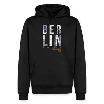 Berlin - Sweat à capuche Premium bio Homme - noir - Devant - Nico (187cm)