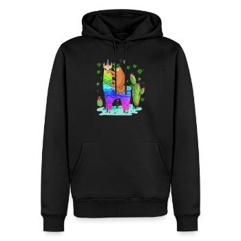 Sloth Riding Llama St - Männer Premium Bio Hoodie - Schwarz - Vorne - Nico (187cm)