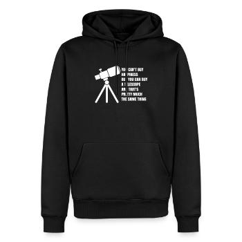 Énonciation drôle astronomie et voyage dans l'espace - Sweat à capuche Premium bio Homme - noir - Devant - Nico (187cm)