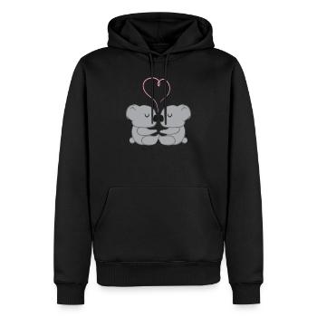 Koala - Koalas - Koalafan - Paar - Liebe - Herz - Männer Premium Bio Hoodie - Schwarz - Vorne - Nico (187cm)
