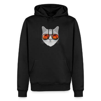 Chat avec lunettes lunettes de soleil cadeau - Sweat à capuche Premium bio Homme - noir - Devant - Nico (187cm)