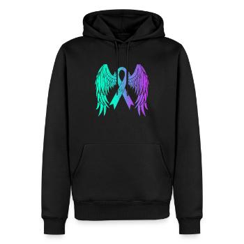 Suicide prevention awareness wings - Men’s Premium Organic Hoodie - black - Front - Nico (187cm)