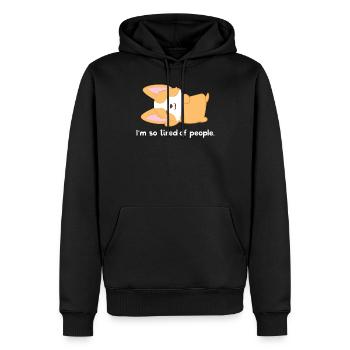 Corgi - T-shirt Corgi - Introverti - Antisocial - Sweat à capuche Premium bio Homme - noir - Devant - Nico (187cm)