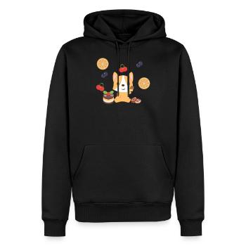 Corgi - Corgi T-shirt - Chiot - Manger - Gourdant - Sweat à capuche Premium bio Homme - noir - Devant - Nico (187cm)
