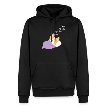 Corgi - T-shirt Corgi - Sommeil - Morning Muffle - Sweat à capuche Premium bio Homme - noir - Devant - Nico (187cm)