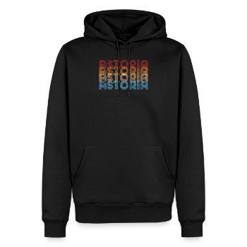 Astoria Queens Distressed Retro Queens Vintage - Männer Premium Bio Hoodie - Schwarz - Vorne - Nico (187cm)