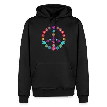 Flower Power PeaceZeichen Hippie Mouvement pacifiste - Sweat à capuche Premium bio Homme - noir - Devant - Nico (187cm)
