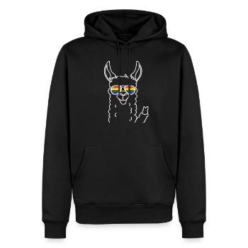 Lama de la Gay Pride avec des lunettes de soleil arc-en-ciel - Sweat à capuche Premium bio Homme - noir - Devant - Nico (187cm)