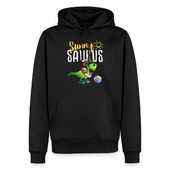 Tyrannosaurus Rex am Strand - Sommer Sunnysaurus - Männer Premium Bio Hoodie - Schwarz - Vorne - Nico (187cm)