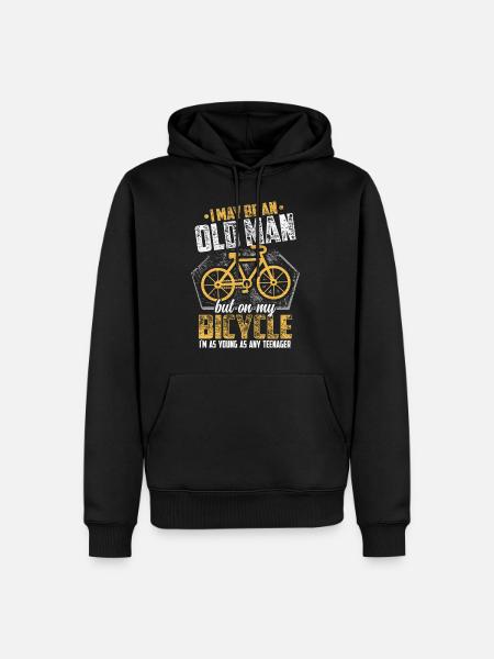 Retraité vélo âge drôle - Sweat à capuche Premium bio Homme - noir