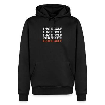 Je déteste le golfeur Birdei Par - Sweat à capuche Premium bio Homme - noir - Devant - Nico (187cm)