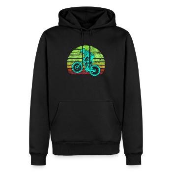 VTT rétro - Sweat à capuche Premium bio Homme - noir - Devant - Nico (187cm)