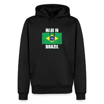 Made In Brazil Brasilien Flagge Geschenk - Männer Premium Bio Hoodie - Schwarz - Vorne - Nico (187cm)