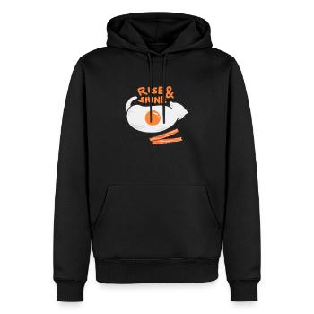 Rise and Shine Cat Cat funny egg style - Men’s Premium Organic Hoodie - black - Front - Nico (187cm)