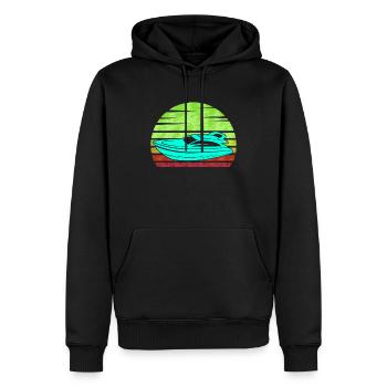 Bateau à moteur rétro - Sweat à capuche Premium bio Homme - noir - Devant - Nico (187cm)