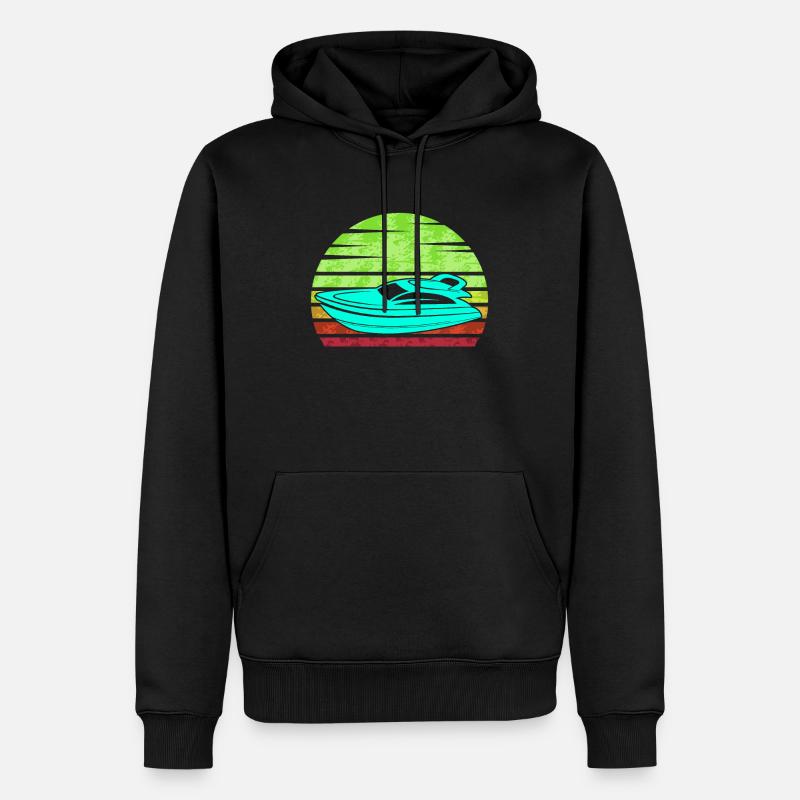 Retro Motorboot - Männer Premium Bio Hoodie - Schwarz