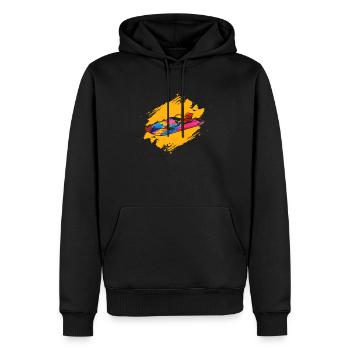 Retro Motorboot - Männer Premium Bio Hoodie - Schwarz - Vorne - Nico (187cm)