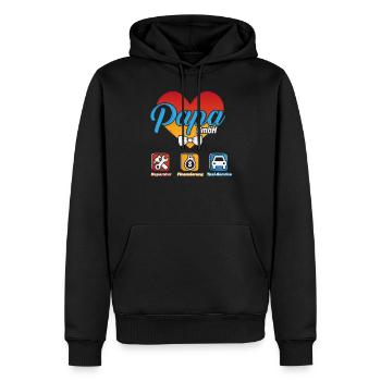 Lustig Papa GmbH Vater Geschenk Idee - Männer Premium Bio Hoodie - Schwarz - Vorne - Nico (187cm)