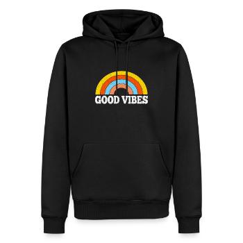 retro good vibes - Männer Premium Bio Hoodie - Schwarz - Vorne - Nico (187cm)