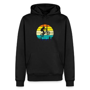 retro Mountainbike für Mountainbiker - Männer Premium Bio Hoodie - Schwarz - Vorne - Nico (187cm)