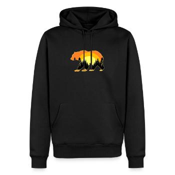 Sunset Bear Forest Mountains Dolomites Gift - Men’s Premium Organic Hoodie - black - Front - Nico (187cm)