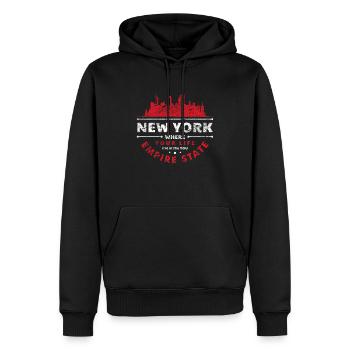 New York - Männer Premium Bio Hoodie - Schwarz - Vorne - Nico (187cm)