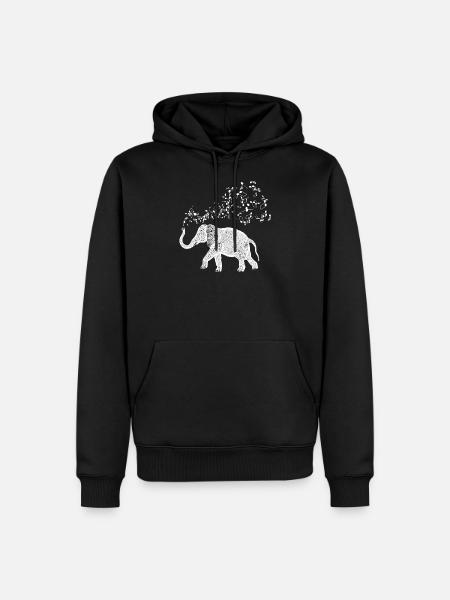 Elephant Music Notes for Animal and Music Lovers - Men’s Premium Organic Hoodie - black