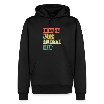 Ehemann Vater Grillmeister Held Vatertag Geschenk - Männer Premium Bio Hoodie - Schwarz - Vorne - Nico (187cm)
