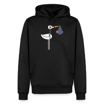 Cigogne avec bébé - Sweat à capuche Premium bio Homme - noir - Devant - Nico (187cm)