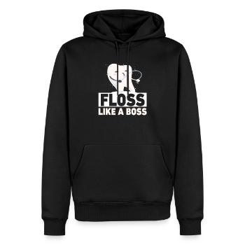 Funny Dental Assistant product Floss Like A Boss - Men’s Premium Organic Hoodie - black - Front - Nico (187cm)