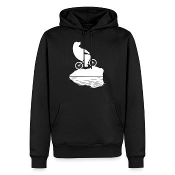 Polar Bear Riding Bicycle Climate Change - Men’s Premium Organic Hoodie - black - Front - Nico (187cm)