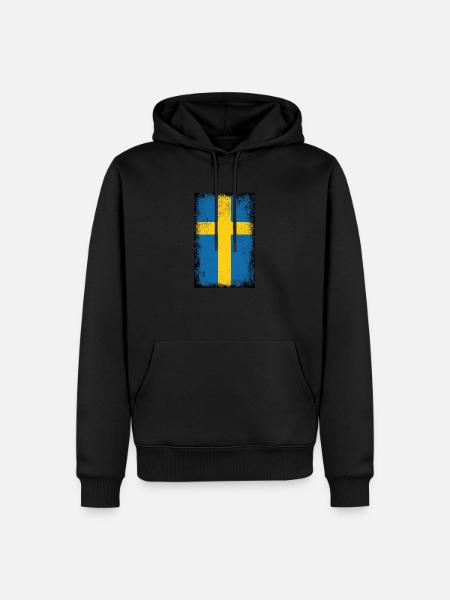 Schweden Schwedische Flagge Vintage Swedish Flag - Männer Premium Bio Hoodie - Schwarz