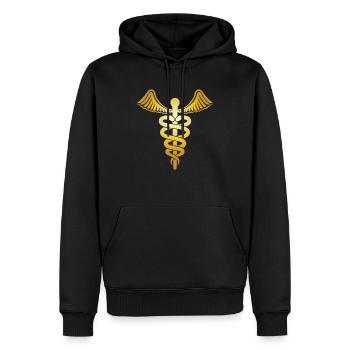 Gold Caduceus Medical Symbol Doctor Nurse - Männer Premium Bio Hoodie - Schwarz - Vorne - Nico (187cm)