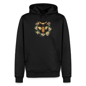 Honey Moon Bee Floral T Shirt - Men’s Premium Organic Hoodie - black - Front - Nico (187cm)