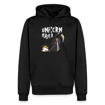 Conception drôle de Halloween de licorne - la mort de licorne - Sweat à capuche Premium bio Homme - noir - Devant - Nico (187cm)
