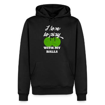 Je joue avec mes balles tennis humour cadeau - Sweat à capuche Premium bio Homme - noir - Devant - Nico (187cm)