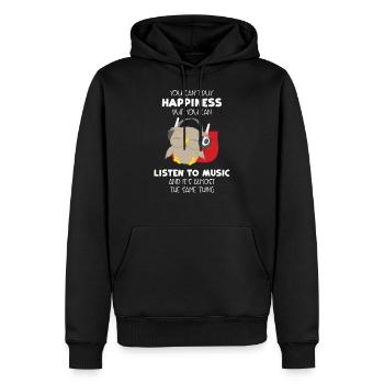 Eule - Eulen - Glück - Musik - Spruch - Männer Premium Bio Hoodie - Schwarz - Vorne - Nico (187cm)