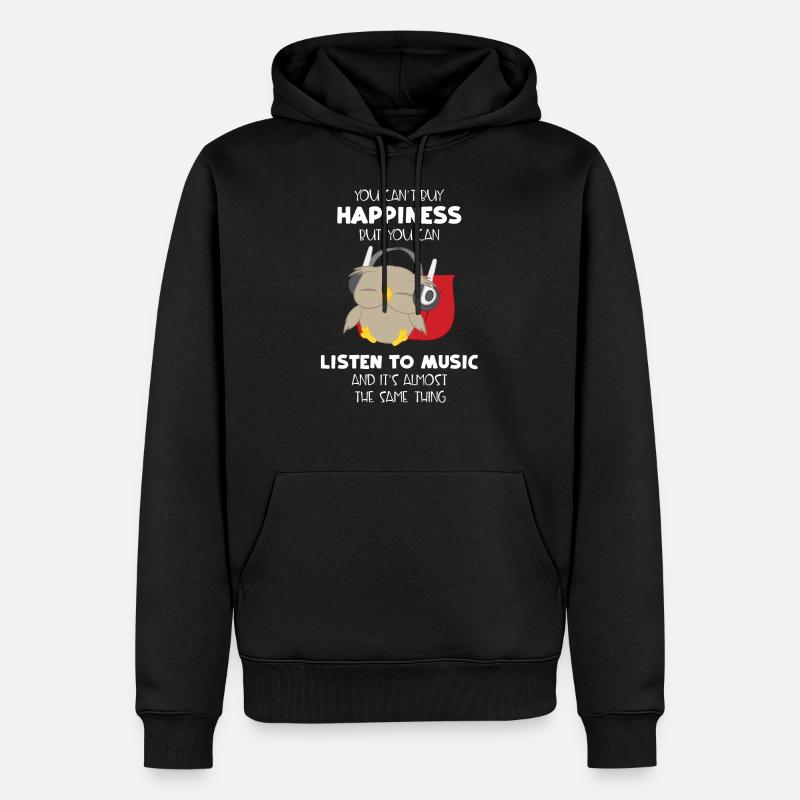 Eule - Eulen - Glück - Musik - Spruch - Männer Premium Bio Hoodie - Schwarz