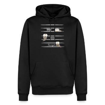 Eule - Eulen - Lachen - Spruch - Männer Premium Bio Hoodie - Schwarz - Vorne - Nico (187cm)
