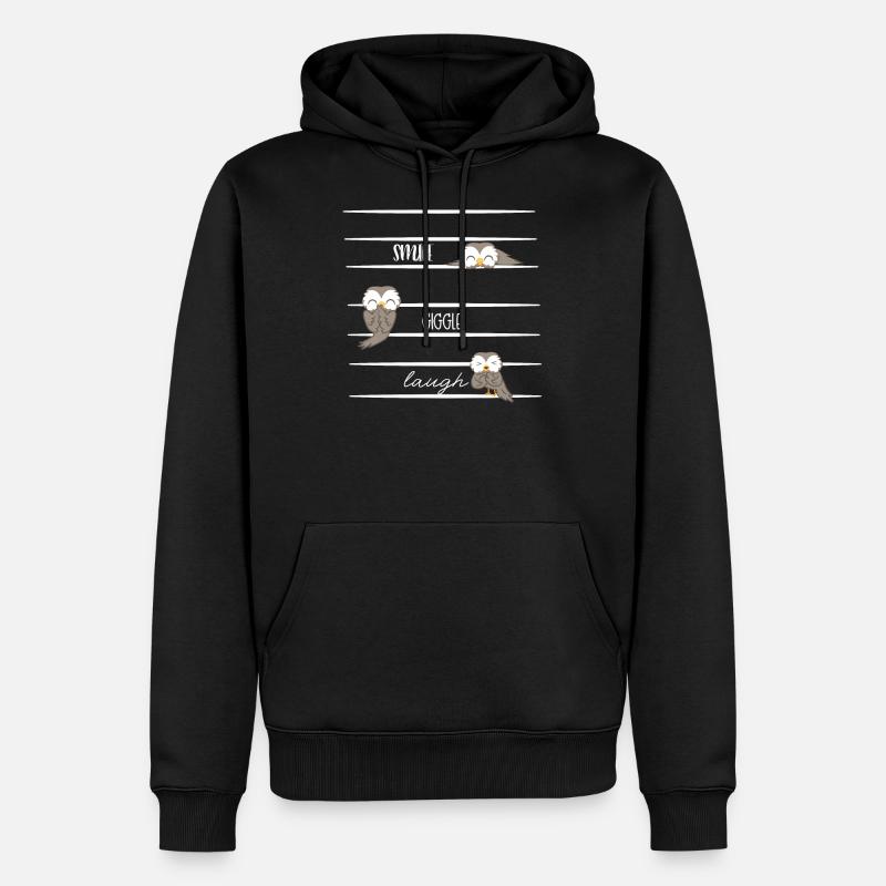 Eule - Eulen - Lachen - Spruch - Männer Premium Bio Hoodie - Schwarz