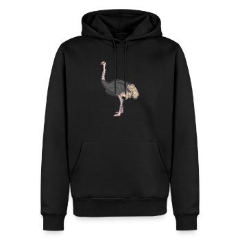 Illustration d'autruche - Sweat à capuche Premium bio Homme - noir - Devant - Nico (187cm)