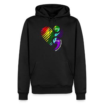 Conception de sensibilisation à la santé mentale, point-virgule - Sweat à capuche Premium bio Homme - noir - Devant - Nico (187cm)
