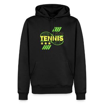 Tennis Farbmotiv Tennisschläger Geschenkidee - Männer Premium Bio Hoodie - Schwarz - Vorne - Nico (187cm)