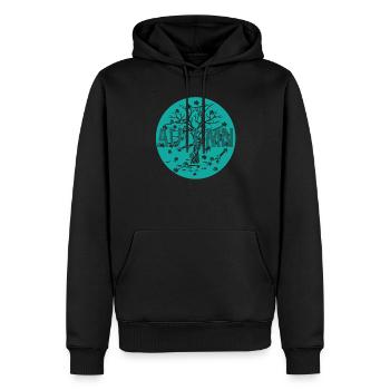 #FancyDesigns #autumn L'automne arrive! - Sweat à capuche Premium bio Homme - noir - Devant - Nico (187cm)