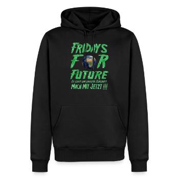 Fridays For Future demo t shirt es gibt nur eine - Männer Premium Bio Hoodie - Schwarz - Vorne - Nico (187cm)
