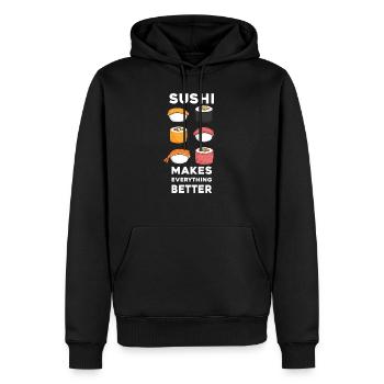 Sushi - Sweat à capuche Premium bio Homme - noir - Devant - Nico (187cm)