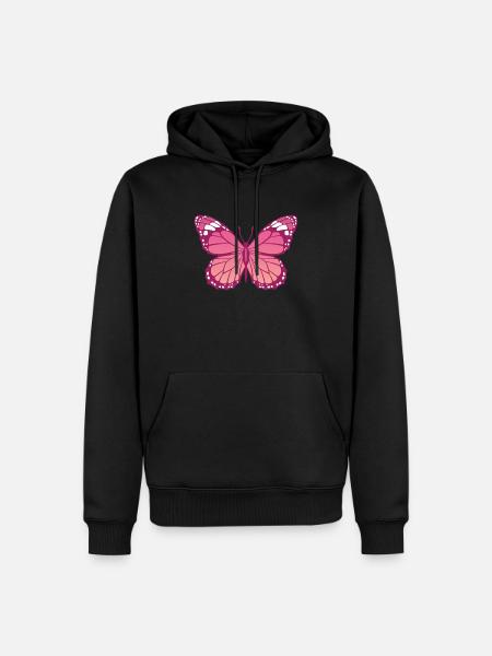 PAPILLON ROSE - Sweat à capuche Premium bio Homme - noir