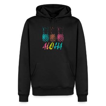 ALOHA - Männer Premium Bio Hoodie - Schwarz - Vorne - Nico (187cm)