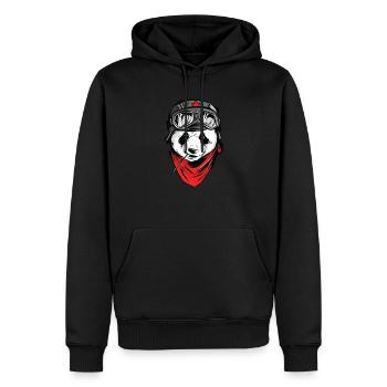 Piloten Panda - Männer Premium Bio Hoodie - Schwarz - Vorne - Nico (187cm)